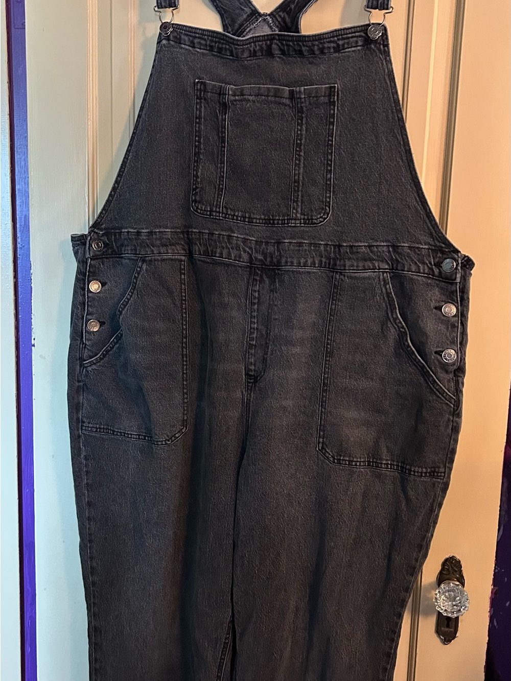torrid Black Relaxed Denim Straight Overalls 26 short
